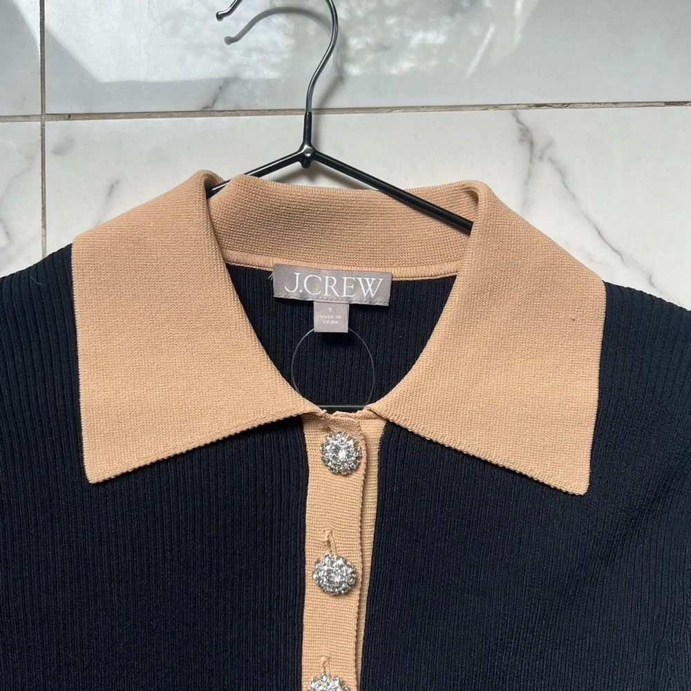 J Crew - Ribbed polo sweater-dress with jewel buttons - Picture 3 of 10